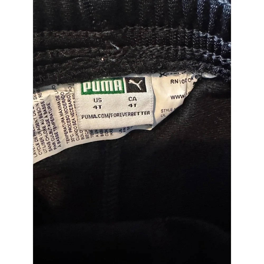 Puma Boys Black White Side Stripe Athletic Track Pants Joggers Size 4T
